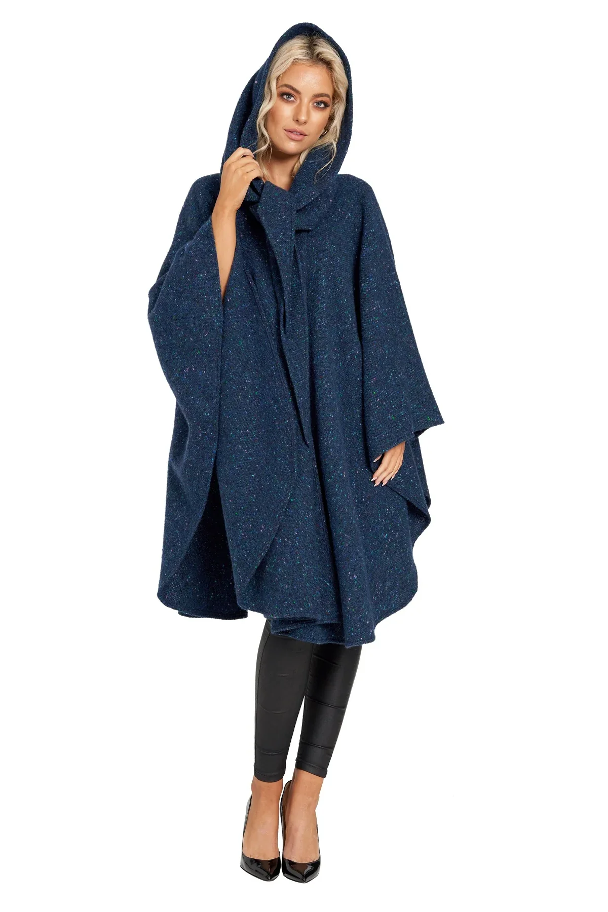 Women's Donegal Tweed Cape with Convertible Hood - Image 4