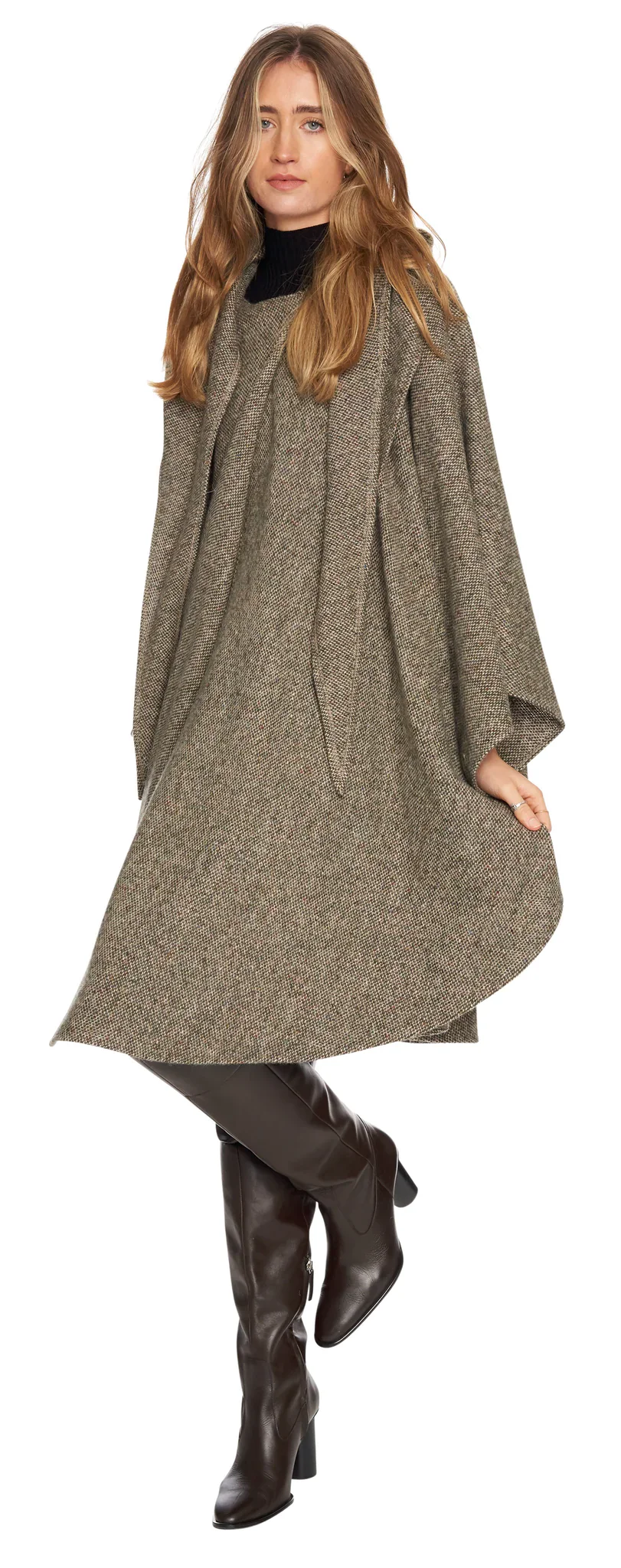 Women's Donegal Tweed Cape with Convertible Hood - Image 6