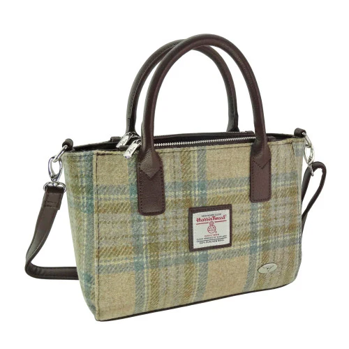 Harris Tweed Small Tote Bag with Shoulder Strap - Image 45