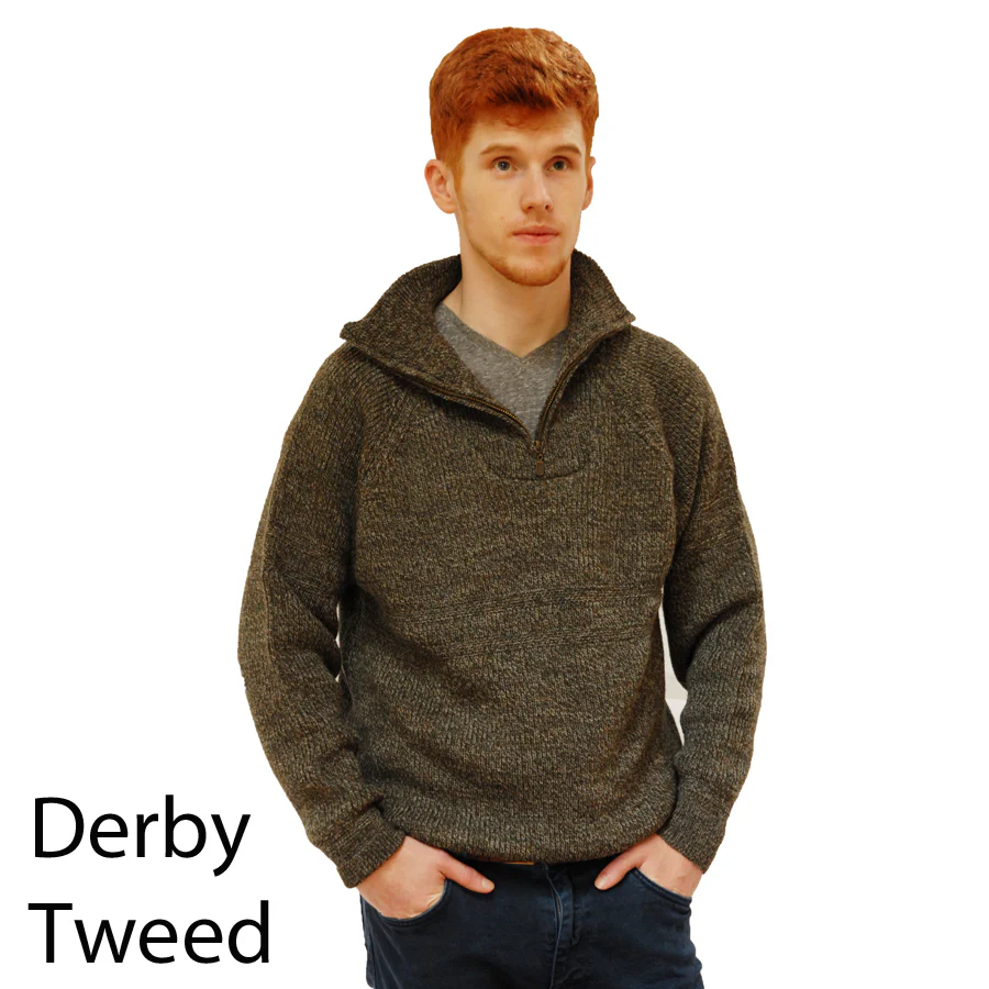 Mens Quarter Zip Irish Wool Sweater - Image 4