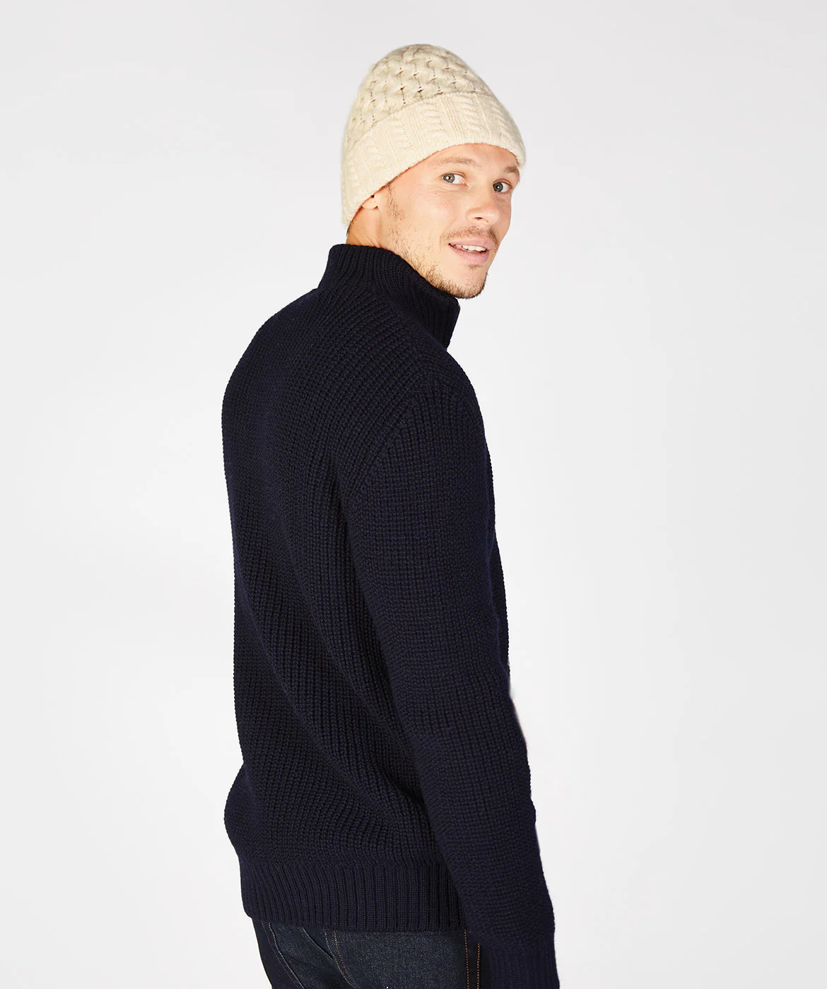 Merino and Cashmere Luxe Aran Beanie Hat - Image 12