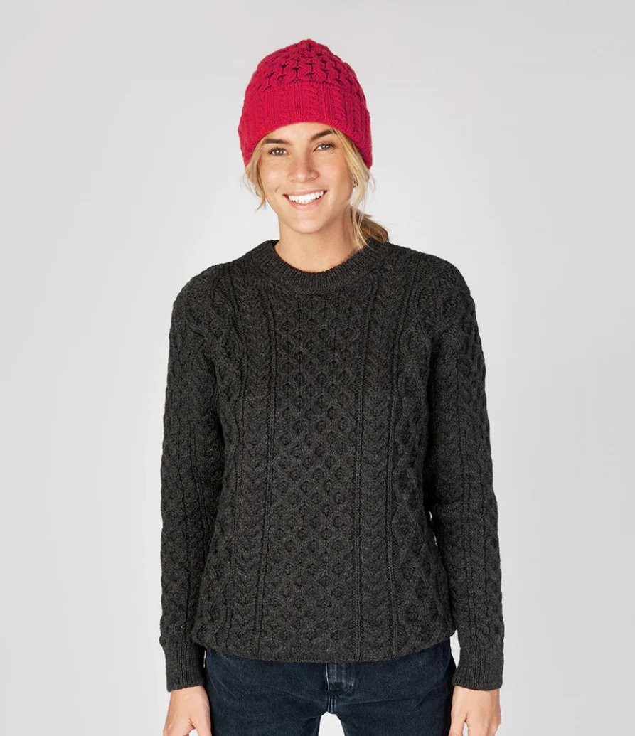 Merino and Cashmere Luxe Aran Beanie Hat - Image 4