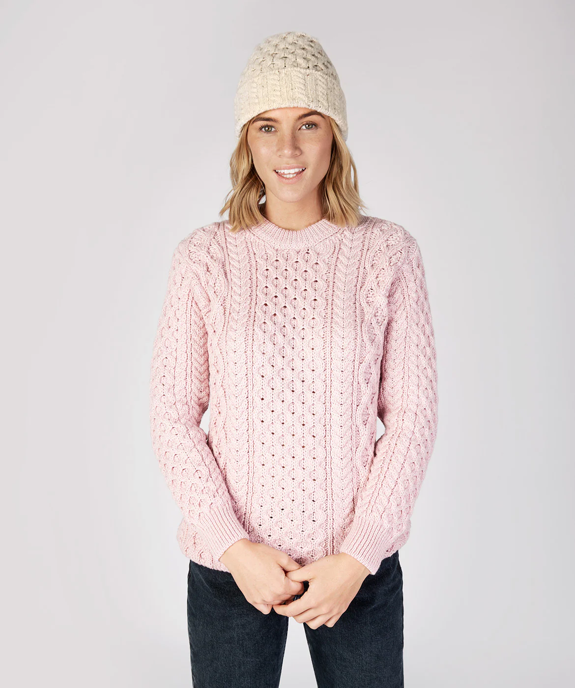 Merino and Cashmere Luxe Aran Beanie Hat - Image 6