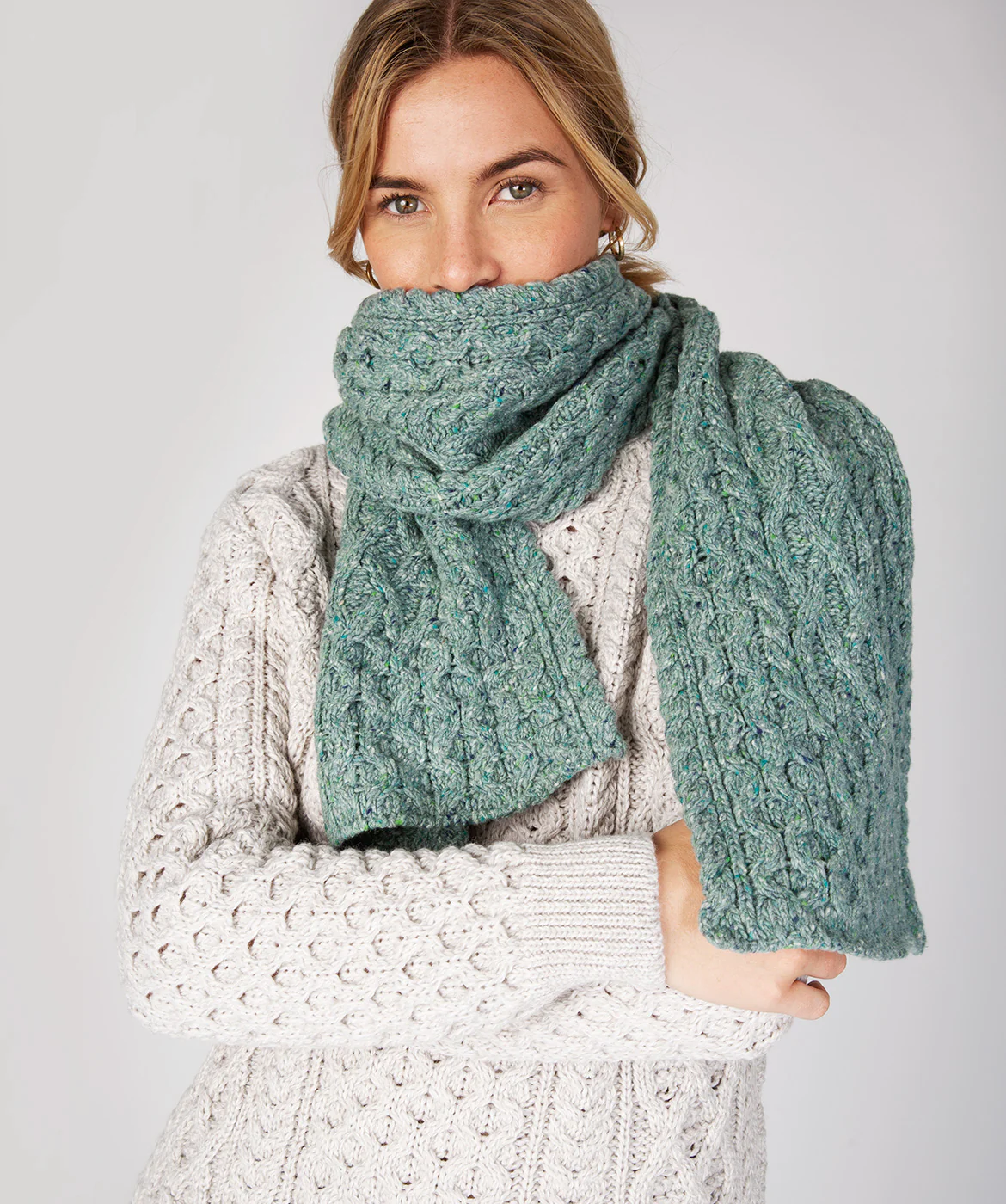 Merino and Cashmere Luxe Aran Scarf - Image 10