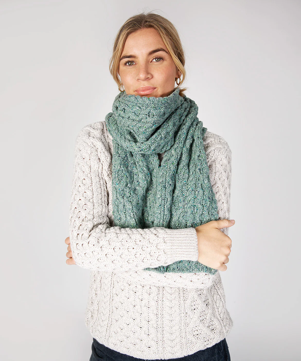 Merino and Cashmere Luxe Aran Scarf - Image 11