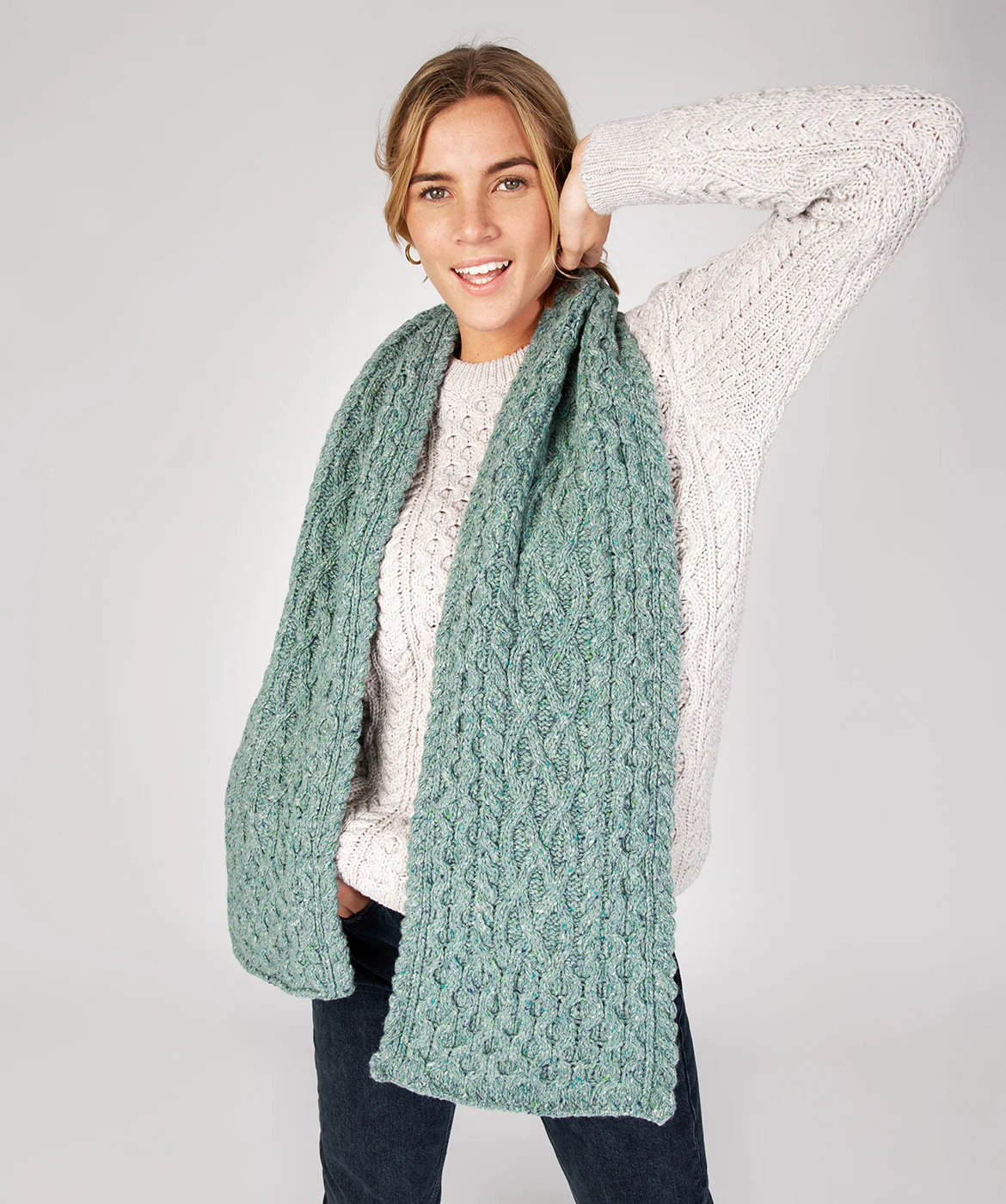 Merino and Cashmere Luxe Aran Scarf - Image 12