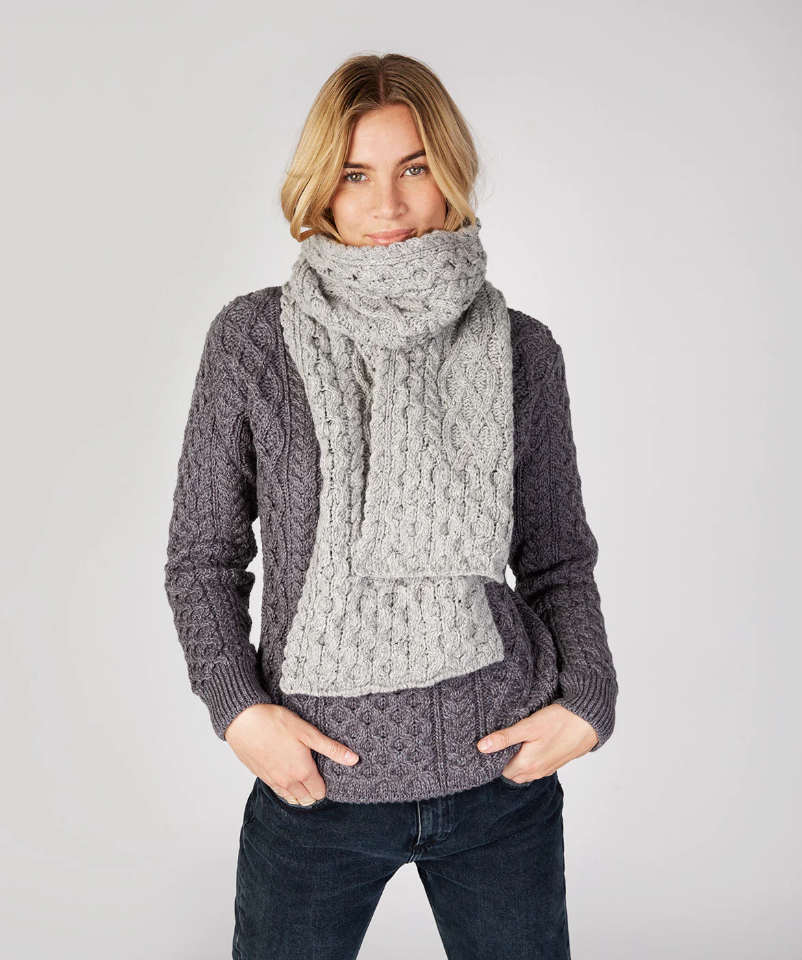 Merino and Cashmere Luxe Aran Scarf - Image 6