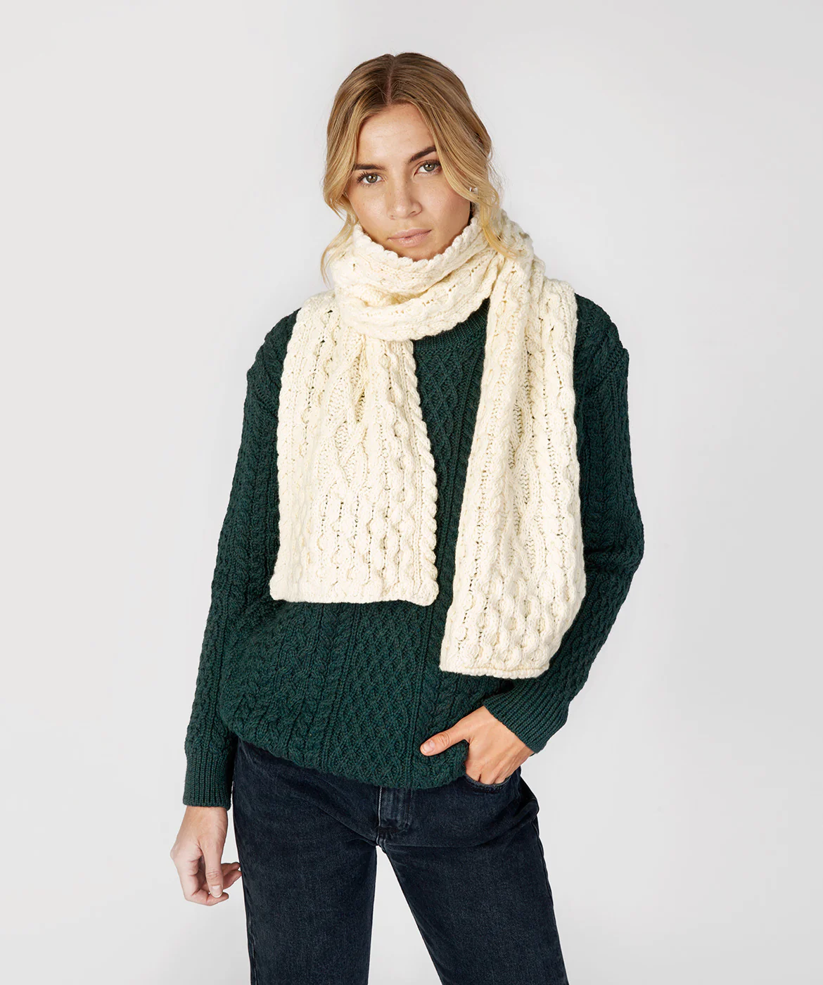 Merino and Cashmere Luxe Aran Scarf - Image 7