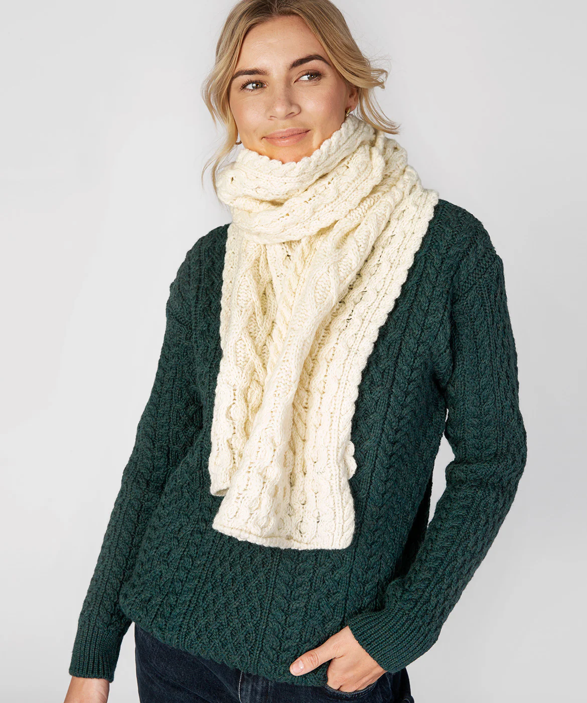 Merino and Cashmere Luxe Aran Scarf - Image 8