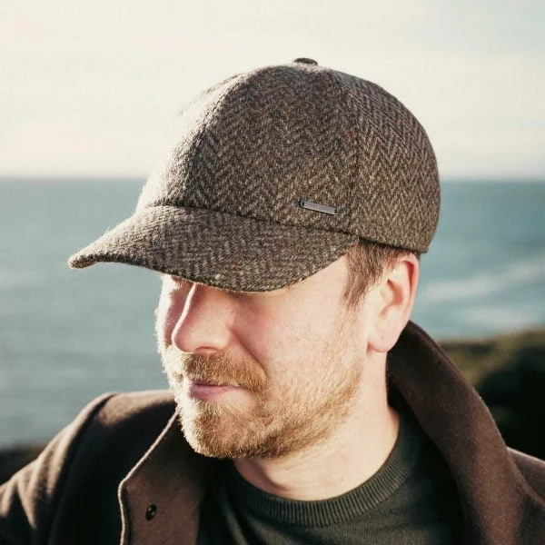 Tweed Baseball Style Cap with Earflaps - Image 3