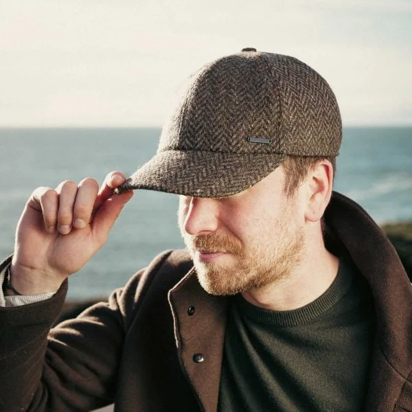 Tweed Baseball Style Cap with Earflaps - Image 4