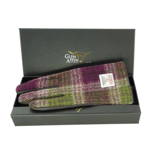 Womens Harris Tweed and Brown Leather Gloves - Gift Boxed - Image 10