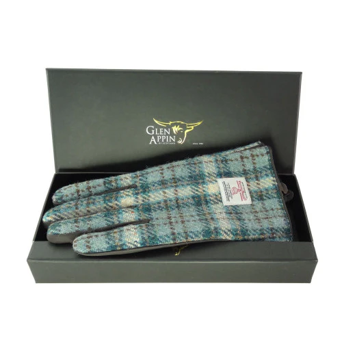 Womens Harris Tweed and Brown Leather Gloves - Gift Boxed - Image 9